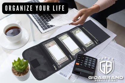 Money organizer for cash 7 slots money holder with blank card, Cash holder wallet organizer for Budgeting, Traveling, Saving, Receipts, Coupons and Tips (Black)