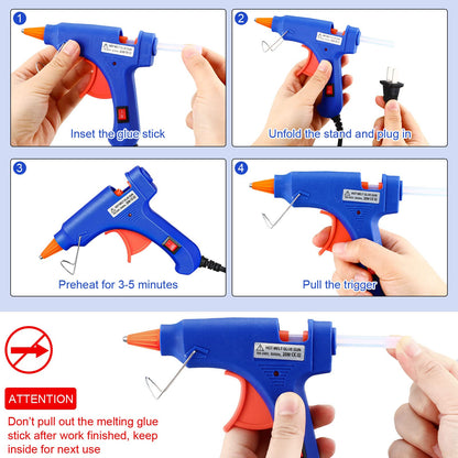 Zhengmy 12 Pcs Mini Glue Gun Crafts Hot Melt Guns Low Temp Glue with Burn Protection Fast Preheating and Easy Squeeze Trigger for School DIY Arts Class Projects Home Quick Repairs, 20 W (Blue)