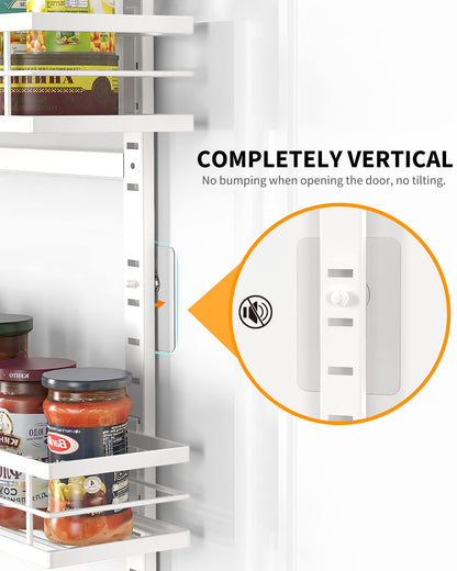 Moforoco White 6-Tier Over Door Pantry Organizer, Pantry Organization Storage, Door Metal Hanging Spice Rack Basket Shelves, Home Kitchen Apartment Essentials, Laundry Room Bathroom Organization