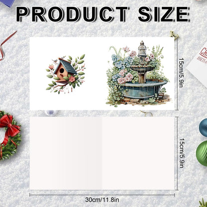 JZHYOAN 6pcs Diamond Art Blessing Greeting Card Set Happy Birthday Diamond Painting Greeting Cards with Envelope DIY House Folding Greeting Card for Birthday Friends Holiday Gift