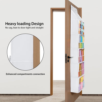 Univivi Hanging Yarn Storage Organizer with 6 Zipper Closure Compartments, Large Capacity Knitting Organizer Storage, Over the Door Hanging Yarn Holder for Knitting Needles, Crochet Hooks(Clear White)
