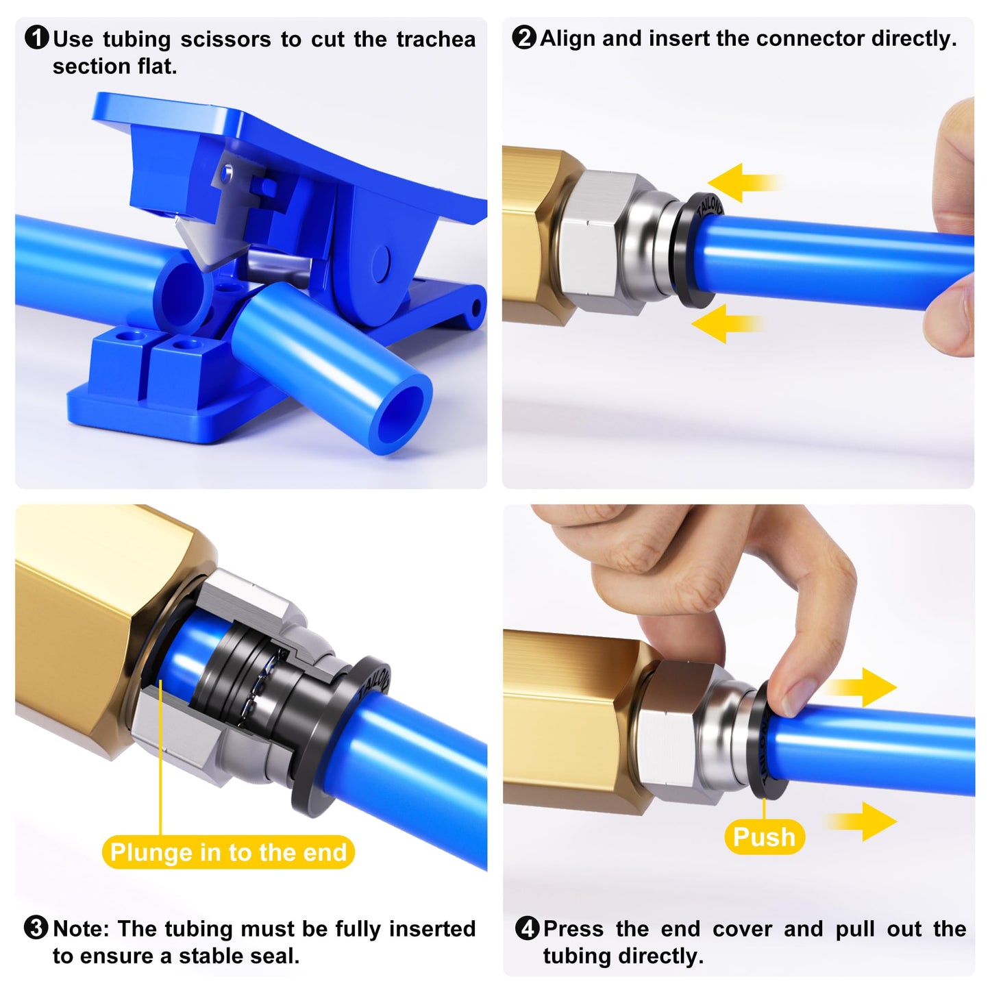TAILONZ PNEUMATIC Male Straight 1/4 Inch Tube OD x 1/4 Inch NPT Thread Push to Connect Fitting PC-1/4-N2 (Pack of 10)