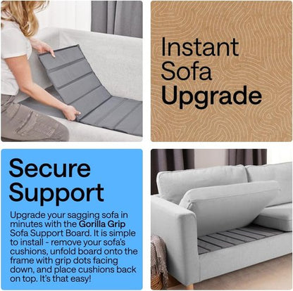 GORILLA GRIP Couch Cushion Support Board - Heavy Duty Fix for Sagging Sofas | 21.5 x 54 Inches, Grey