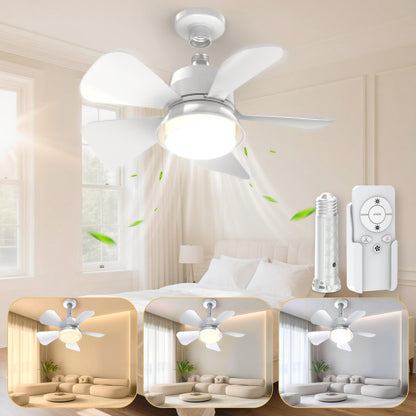 LITLISFlY White Ceiling Fan with LED Lights, 5-Level Dimmable Light, Low Profile Flush Mount Fan, Quiet Operation, Remote Control, 3CCT, Perfect for Bedroom, Kitchen & Patio