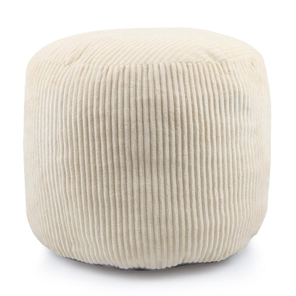 Sexysamba Square Corduroy Pouf Cover Only, 20"x 16" Unstuffed Decorative Ottoman Foot Stool Rest, Washable Storage Bean Bag Chair Floor Pouf Covers for Living Room Bedroom, Beige