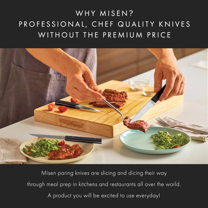 Misen 3.5‑Inch Paring Knife 2.0 - AICHI ACUTO440 High‑Carbon Stainless Steel, Rust‑Proof Blade - Ergonomic Spine, Precision Peeling, Trimming, and Slicing - Lightweight & Versatile - Black