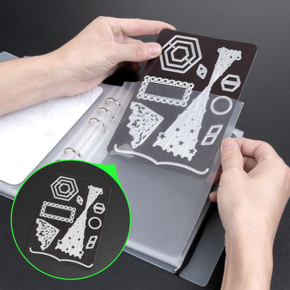 UNIMEIX Thicken 10 Pcs Magnetic Sheets for Die Storage with 1 Binder Cover, Stamp and Die Storage Die Cut Storage for Card Making Supplies(1.2 mm Thickness, Transparent
