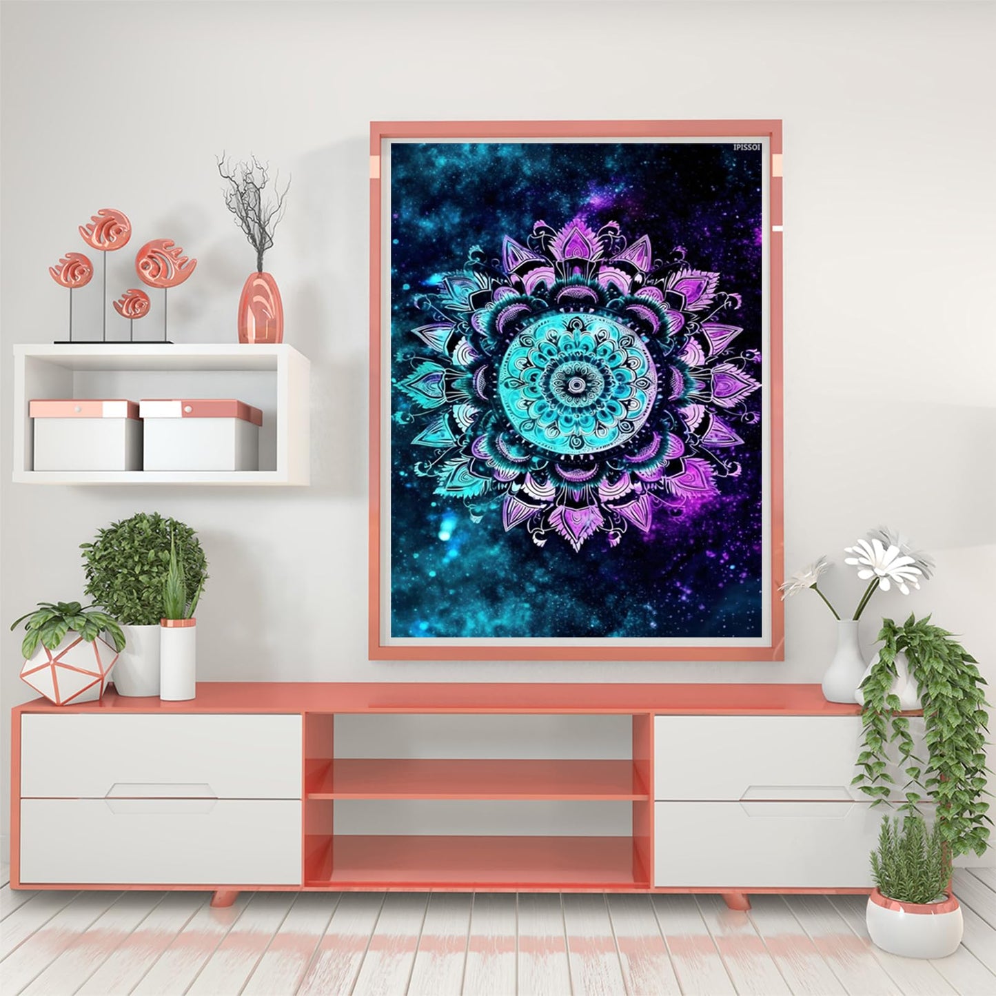 IPISSOI Christmas Mandala Blue and Purple Flowers 5D Diamond Painting Kits for Adults Diamonds Art DIY Full Circle Crystal Kit Beginner Wall Decor 12x16 inch for New Year, Valentine's Day Gifts