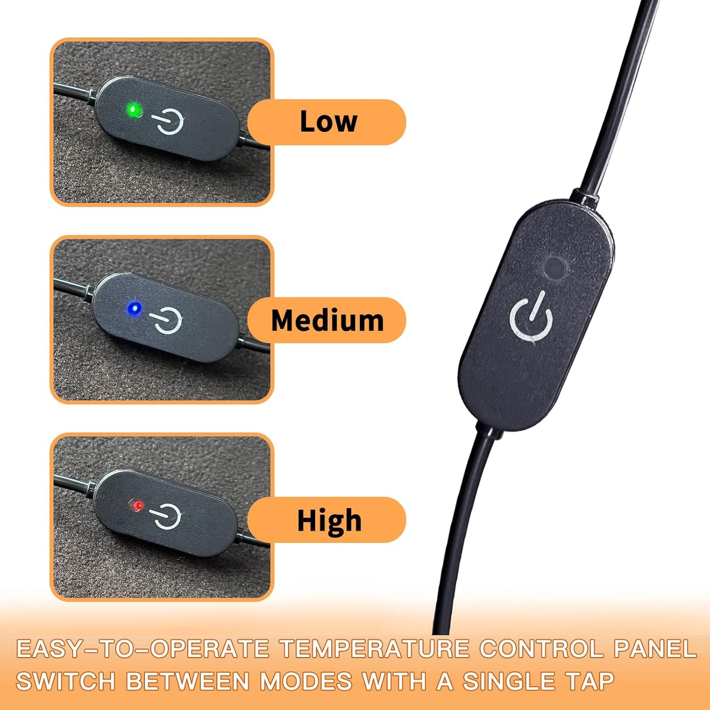 MAXCOM 3 Settings Foldable Heated Seat Cushion for HIPS, Heating Chair Pad, Temperature with USB Port, Light & Portable