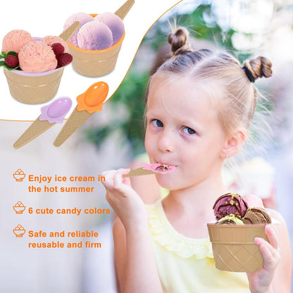 Hbaushun 26 Pack Set Frozen Summer Plastic Ice Cream Bowls with Spoons,Reusable Plastic ice Cream Cups,Cartoon Candy