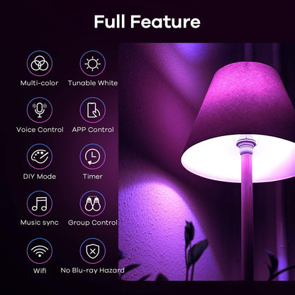 Linkind Matter Smart Light Bulb, Smart Bulbs Work with Apple Home, Siri, Alexa, Google Home, SmartThings, Color Changing Light Bulbs Music Sync RGBTW, Mood Lights, 2.4Ghz WiFi A19 E26 60W 800LM 6 Pack