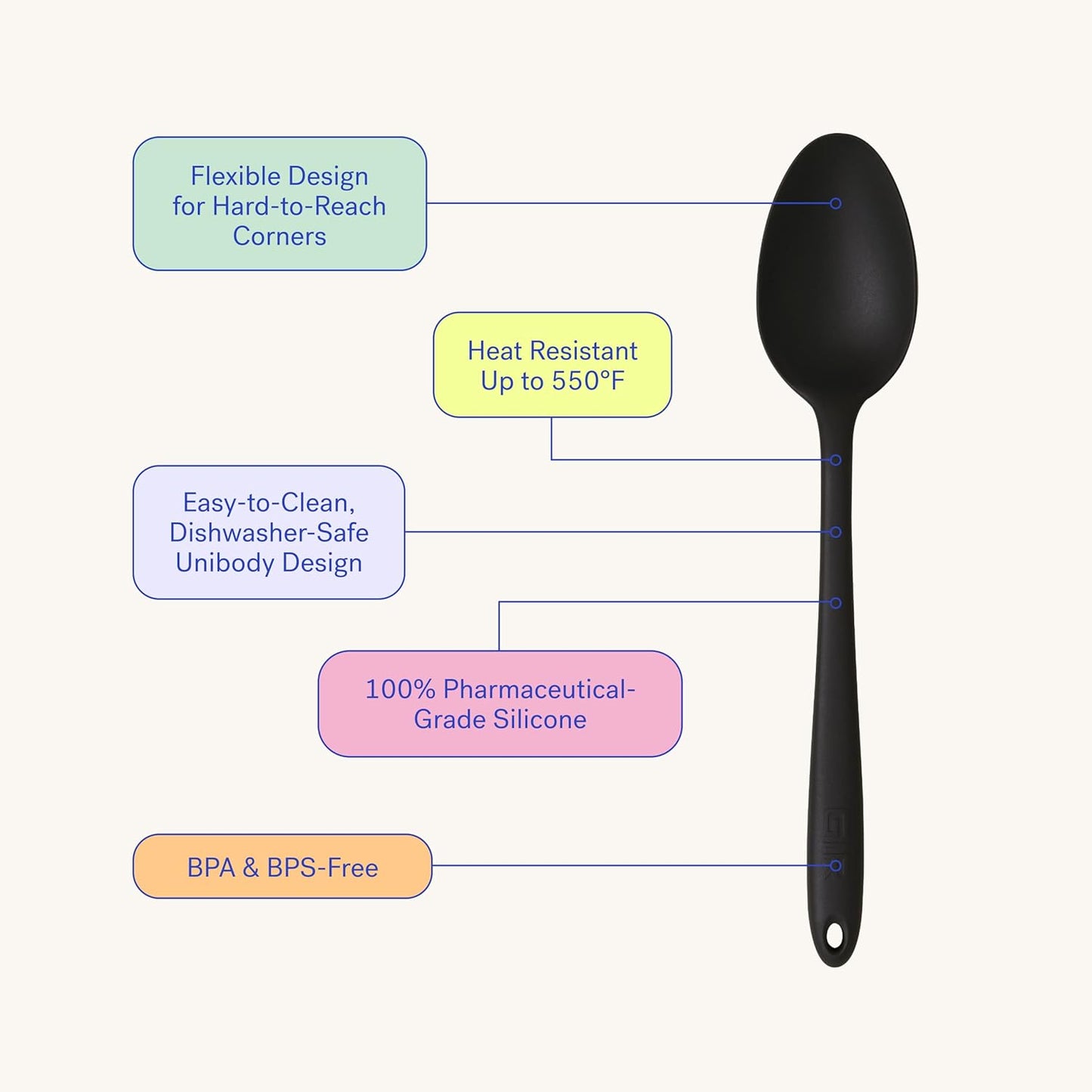 GIR Premium Perforated Spoon, Non-Stick Heat Resistant Silicone Straining Spoon, 13 IN, Navy (GIRSNH381NVY)