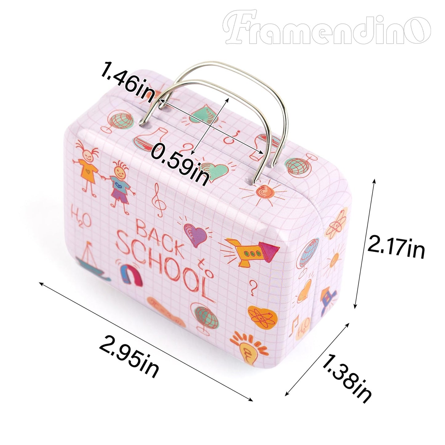 Framendino, 5 Pack Mini Suitcases Boxes Small Cartoon Tin Plate Gift Box Rectangular Coin Container Handbag with Handle for Party Wedding Decorations (Style C)