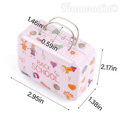 Framendino, 5 Pack Mini Suitcases Boxes Small Cartoon Tin Plate Gift Box Rectangular Coin Container Handbag with Handle for Party Wedding Decorations (Style C)