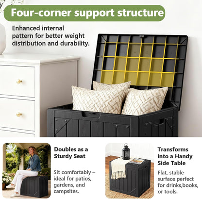 Box,30 Outdoor Storage Gallon Deck Box Outdoor Storage Bench Outside Waterproof Resin Storage Bench, Lockable Patio