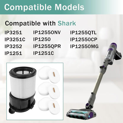 HEPA Filter Replacement for Shark IP3251 IP3251C IP3252 IP1251 IP1250 IP1251C IP1255QCP IP1255QNV IP1255QPR IP1255QTL IP1255QMG Vacuum Cleaner, 1 Filter 3 Filter Cotton