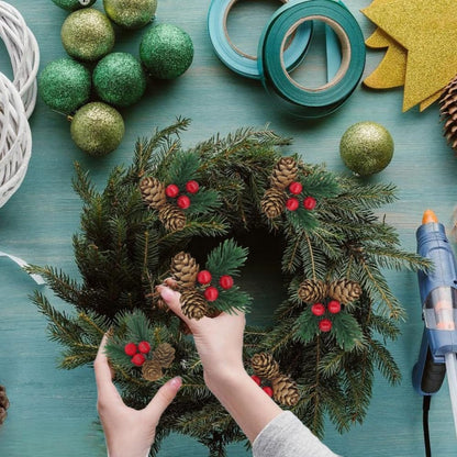YGbridge Christmas Floral Picks, 30Pcs Pine Cone Holly Berry Stems for Crafts, Artificial Christmas Picks and Sprays, Red Berry Branches Greenery for Christmas Home Decor, Garland, Wreath (30)