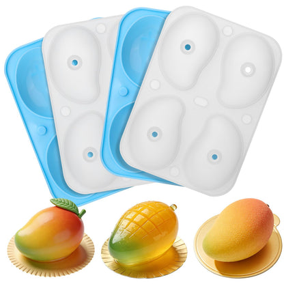 Juome 2 Pack 3D Mango Shape Cake Mold - 8 Cavity Fruit Pudding Mango Silicone Molds for Baking Pastry, Ice Cream, Mousse Cake Decoration Mould Supplies