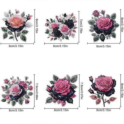 POETRYDRAW 6 Pcs Diamond Painting Magnets Special Shape Rose Diamond Art Stickers Refrigerator for Fridge Stickers DIY Home Decors Crafts Gifts