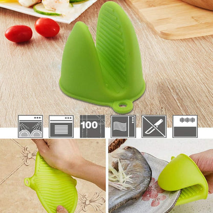 Silicone Cooking Pinch Grips Oven Mitts, Heat Resistant Gloves, 2 Pairs for Kitchen, Cooking, Baking, BBQ (Blue and