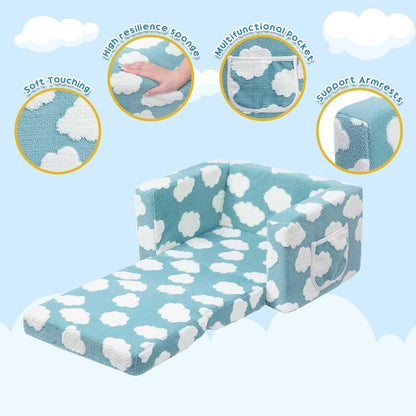 2-in-1 ALIMORDEN Kids Flip Out Ultra-Soft Snuggle Foam Filled Chair, Blue
