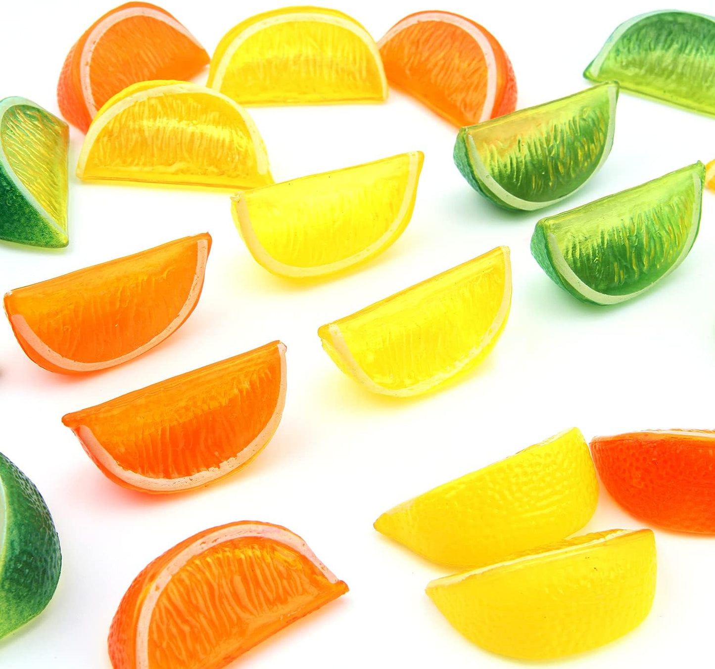 24PCS CCINEE Artificial Lemon Blocks,Realistic Fake Lemon Lime Wedge Block Fruit Decor for Home Kitchen Decoration