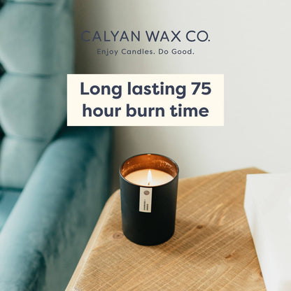 Calyan Wax Co. Fir & Clove Scented Candle - 75 Hour Burn - Luxury Clean Soy Wax Candles - Long Lasting Black Tumbler Jar Candle for Home - 10.2oz