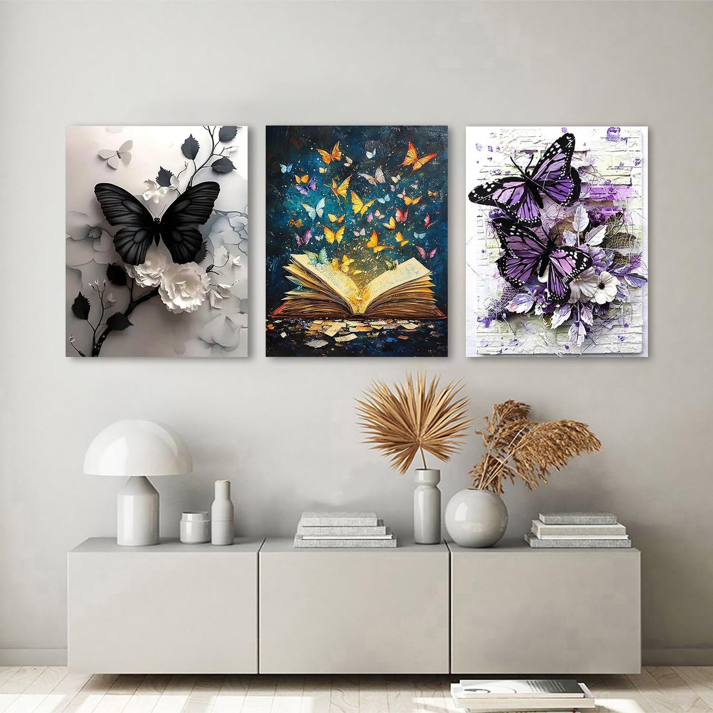ARTISTKISS 6 Pack Butterfly Diamond Art Kits for Adults - 5D Diamond Painting Kits for Beginner,DIY Flowers Round Full Drill Paintings with Diamonds Gem Art for Adults Home Wall Decor Gifts 12x16inch