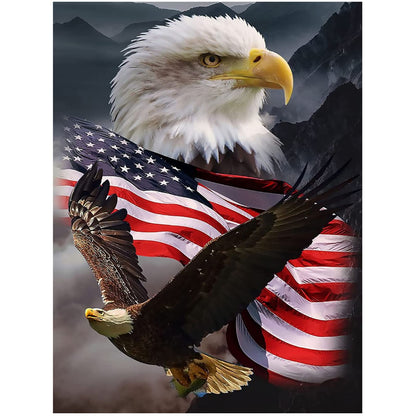 KTHOFCY 5D DIY Diamond Painting Kits for Adults Kids Eagle and Flag Full Drill Embroidery Cross Stitch Crystal Rhinestone Paintings Pictures Arts Wall Decor Painting Dots Kits 15.7X11.8 in
