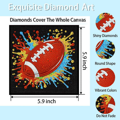 LEZHIJIA 6 Pack Small Diamond Art for Kids, Balls Mini Diamond Painting Kits for Kids, Diamond Dots Full Drill Crafts for for Kids Ages 4-8-12, Easy Gem Kit Kid for Gift Home Wall Decor 7x7inch