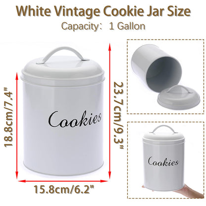 BSTKEY Large Cookie Tin, Airtight Cookie Snack Jars with Lid, Decorative Candy Canister, Baking Gift Tins Farmhouse Countertop Tinplate Box for Storing Patisseries, Puff Pastries Craft Supplies