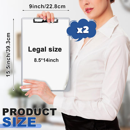 Tenceur 2 Pcs Aluminum Legal Size Clipboard 8.5x14 Inch Metal Clipboard with Metal Clip Heavy Duty High Capacity Durable Suitable for Legal Lawyers and Business School Office Supply