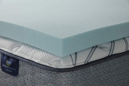 Serta ThermaGel Cooling, Pressure-Relieving Memory Foam Mattress Topper, 3 Inch, Queen,Blue