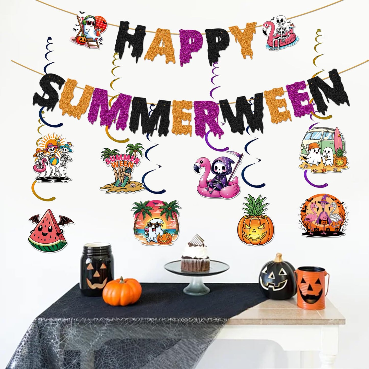 Happy Summerween Banner, Summer Halloween Party Decorations, Halloween In Summer Decor, Summerween Birthday Bachelorette Party Decorations