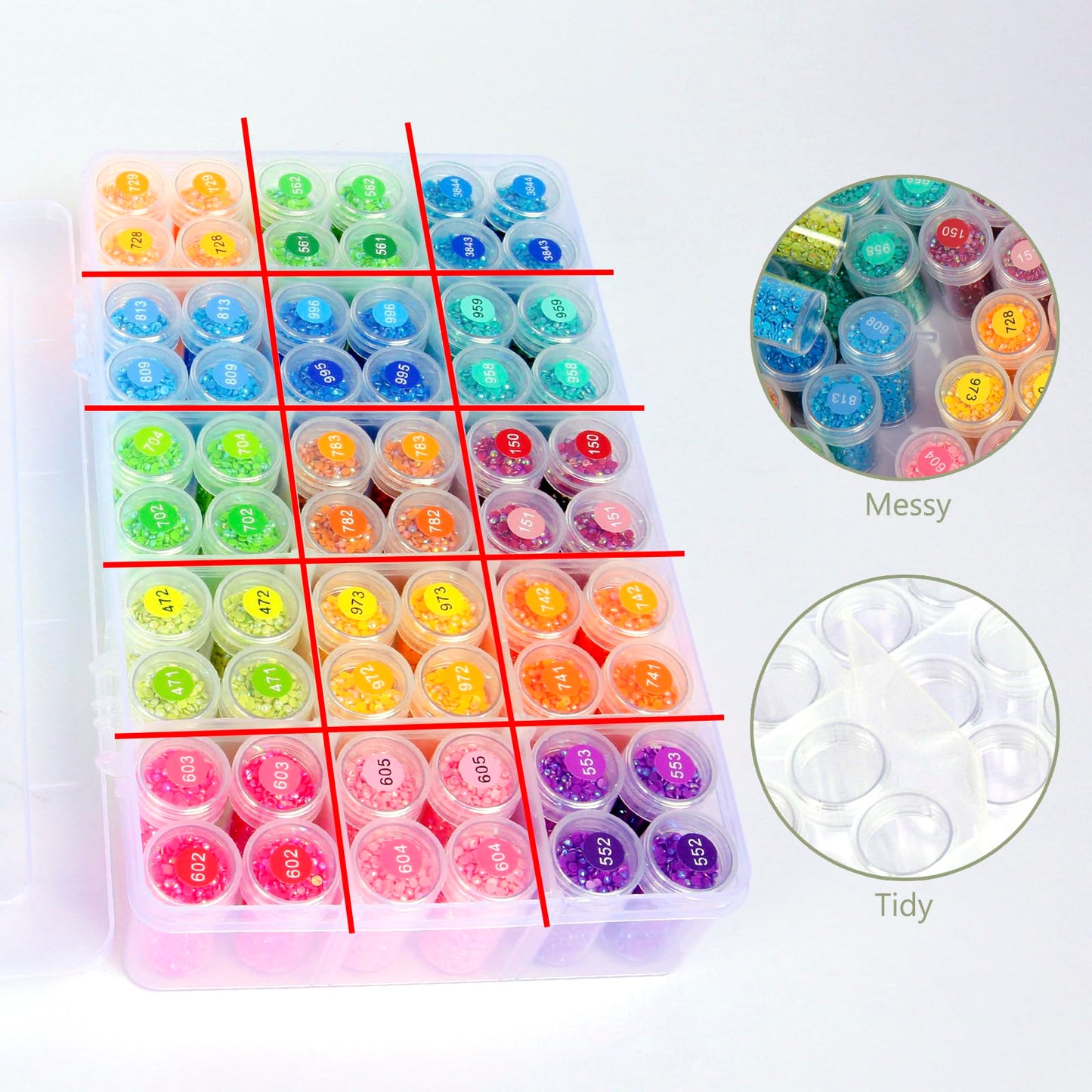 QTFOUND Diamond Art Storage, 1Pack 60 Bottle,Diamond Storage Painting Accessories Organizer Case Containers (Beads not Included)
