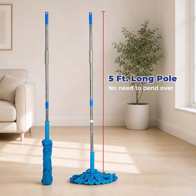 EaseYourDay Self-Wringing Twist Mops, Hands-Free Ratchet Wringing, Microfiber Mop with 1 Extra Refill
