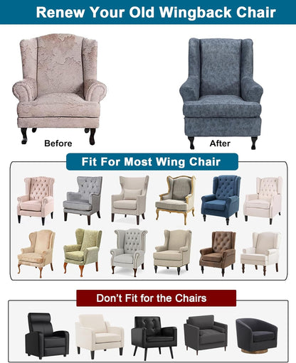 2 Chair,A21 CRFATOP Waterproof Wing Chair Slipcovers Piece Stretch Wingback Chair Cover Spandex Fabric Wingback