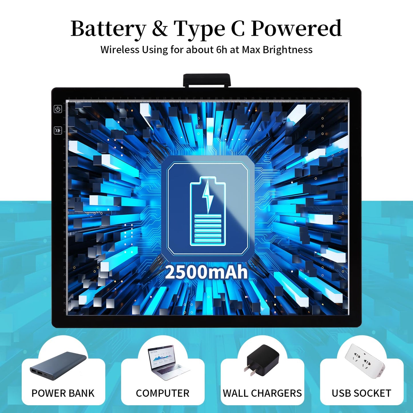 Magictaill Light Board for Diamond Painting, Rechargeable A3 Tracing Light Box with Stand and Clip,3 Colors Stepless Dimmable & 6 Levels Brightness Light Pad for Artist, Drawing, Sketching, Animation