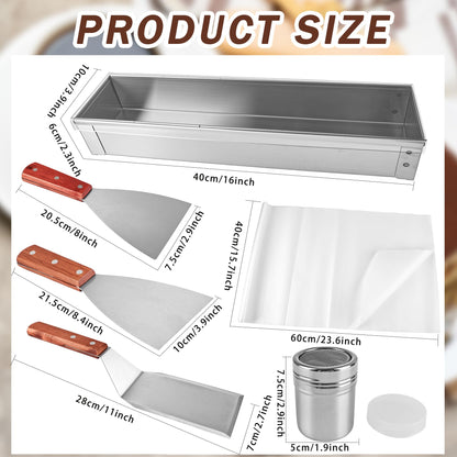 3 Pack Tiramisu Cake Pan Set with Lid Nonstick Rectangle Tiramisu Cake Mold with Removable Frame Stainless Steel Baking Pan Kit with Spatulas Powder Sugar Shaker Baking Paper for Cheesecake Mousse