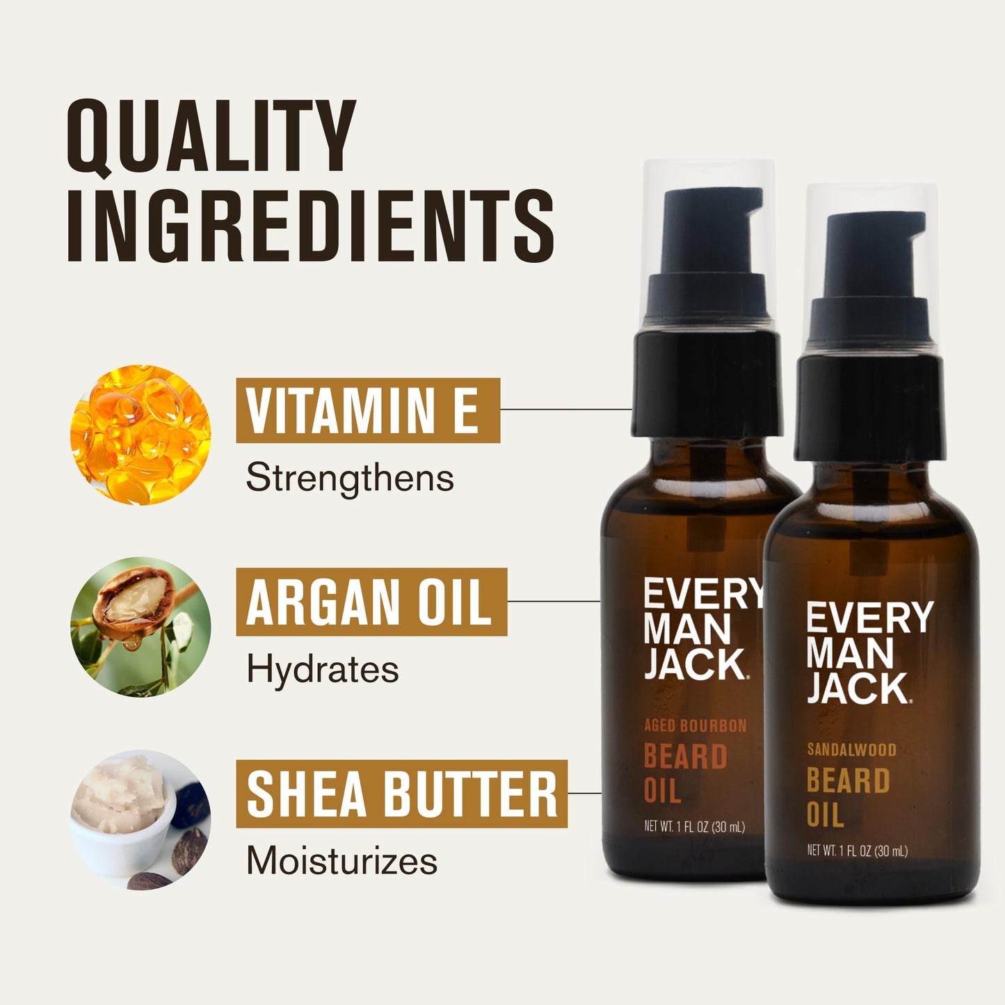 Every Man Jack Men's Beard Oil - Aged Bourbon Fragrance - Deeply Moisturizes and Softens Your Beard and Adds a Natural Shine - Naturally Derived with Shea Butter and Argan Oil - 1 fl oz