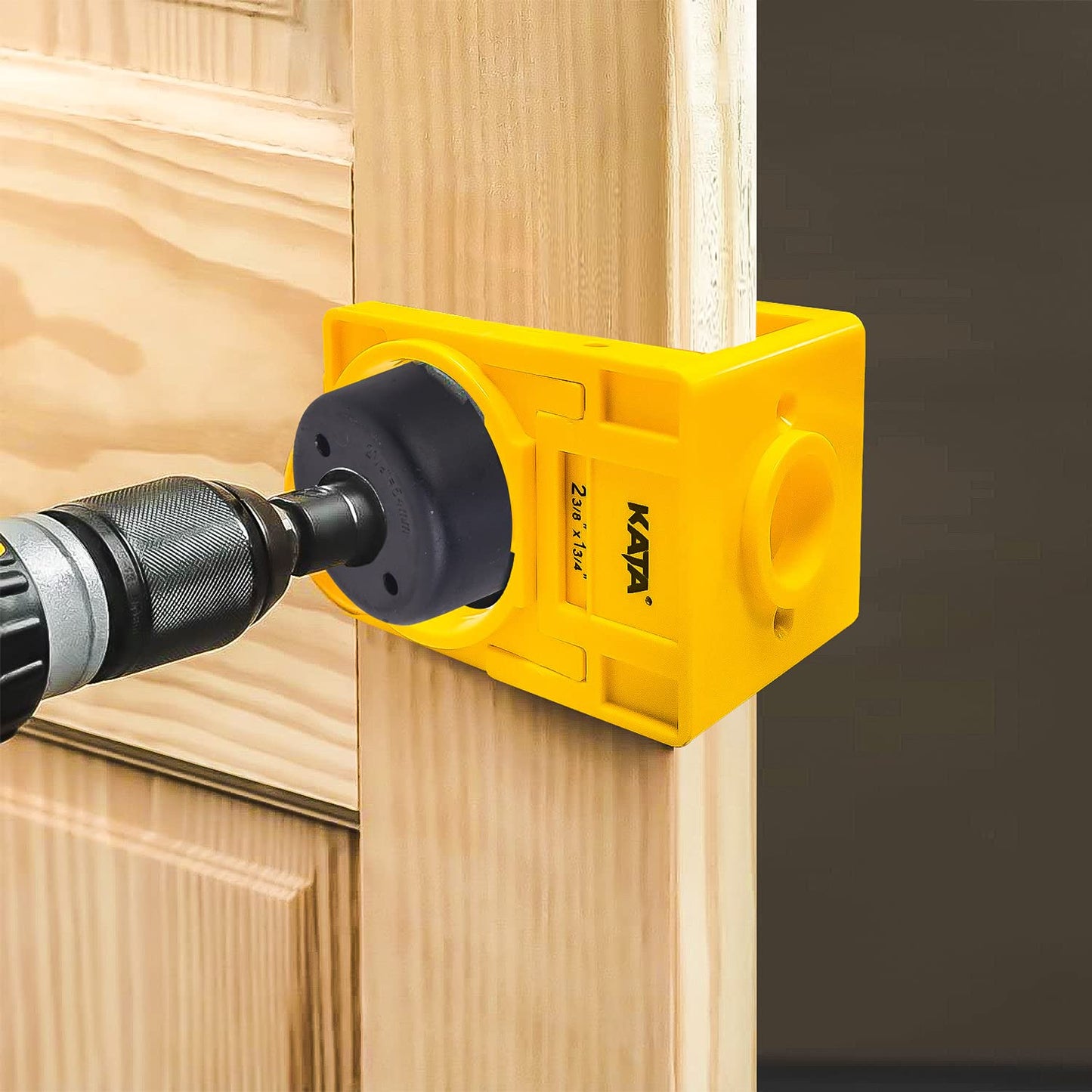KATA 1-3/8" - 1-3/4" Door Lock Installation Kit for Wooden Doors with Guide Template, Door Lock Hole Saw, Carbon Steel