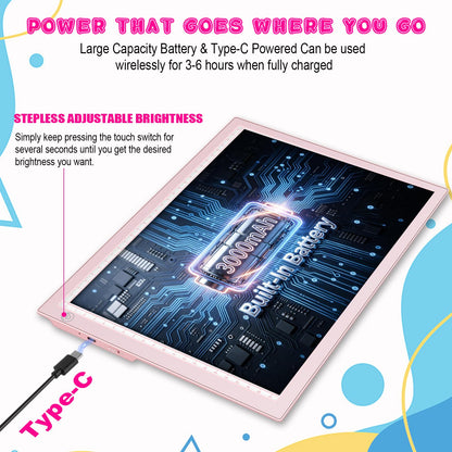 LED Drawing Tablet Kits Pink - 15" Light Board for Diamond Painting Accessories, Best Birthday, Holiday Gifts Toy for Kids Girls 3,4,5,6,7,8,9,10,11,12 Year Old, Back to School Art Travel Essentials
