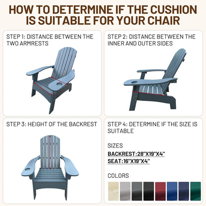 Cushion,44 Inches Adirondack Chair Waterproof High Back Outdoor Chair Cushions with Non-Slip Bottom,High Back Patio