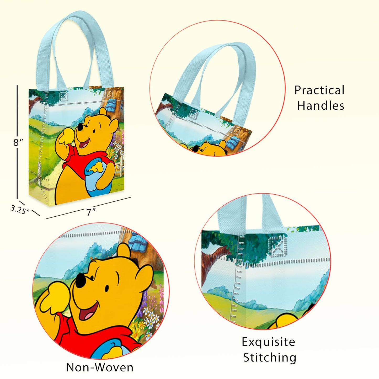 Winnie the Pooh Party Favor Bags for Kids Birthday 12 Pack Bundle