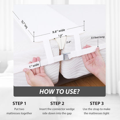 Ruili Bed Bridge Twin to King Converter Kit, Adjustable Comfortable Bed Connector with Strap and Storage Bag