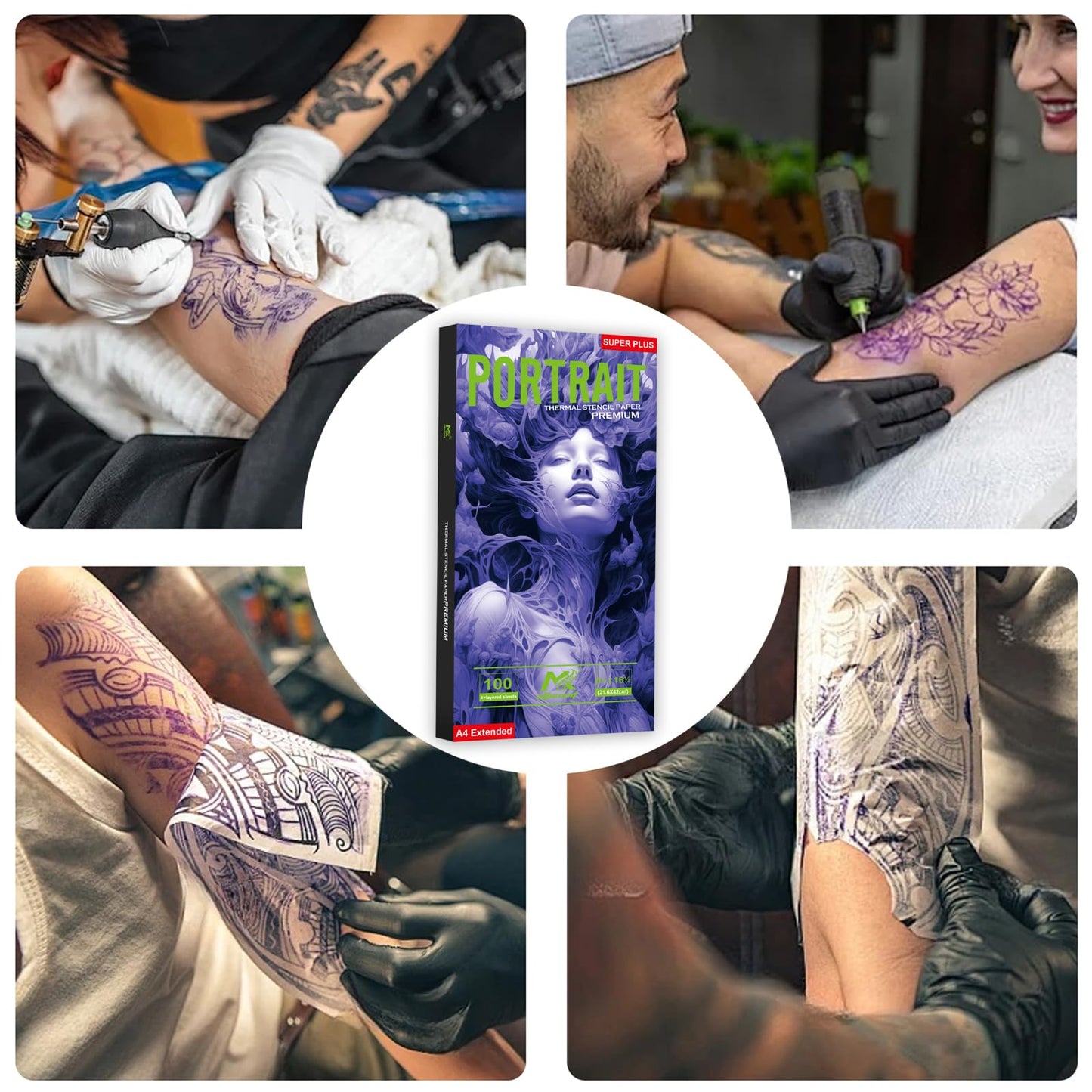 Tattoo Transfer Paper,100 Sheets Premium Tattoo Stencil Paper for Tattooing，4 Layers 8.5" X 16.5"