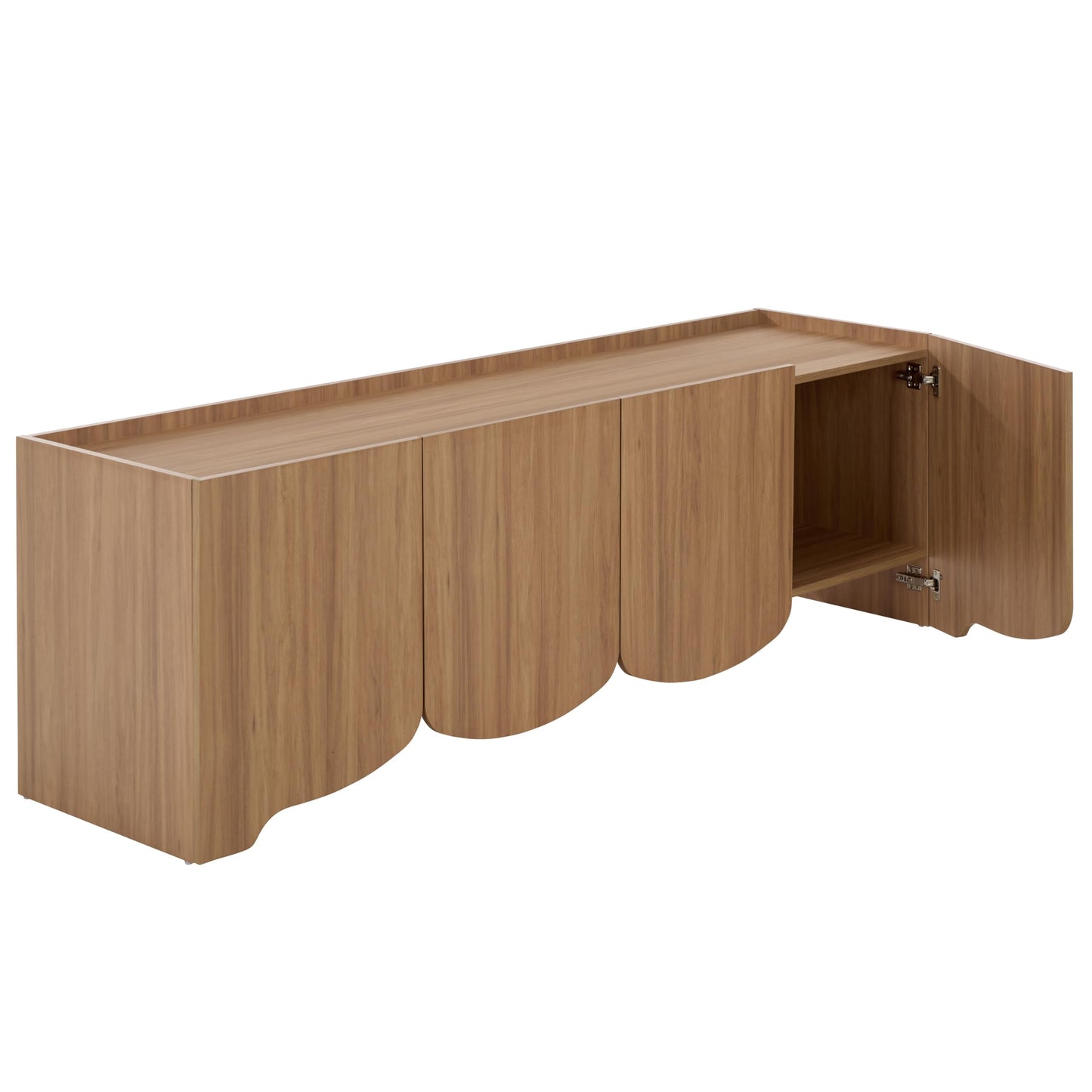 SAFAVIEH Furniture - Takami Media Stand for TVs up to 75" - Oak 4-Door Modern Entertainment Console with Storage Cabinets (MED3604A)