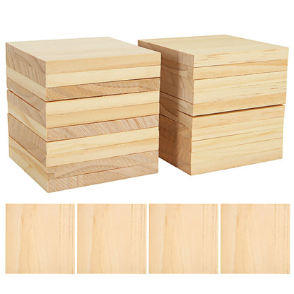 Acrux7 24 Pack 4x4 Inch Wood Squares for Paintings, Unfinished Wood Panels, Natural Pine Square, Blank Wood Boards for Laser Engraving, DIY Crafts, Architectural Models, Coasters