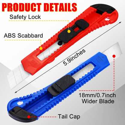 WILLBOND 120 Pack Box Cutter Retractable Utility Knife 18 mm Wide Blade Card Cutter with Snap off for Cardboard Art Craft for Office and Home Use (Multicolor)