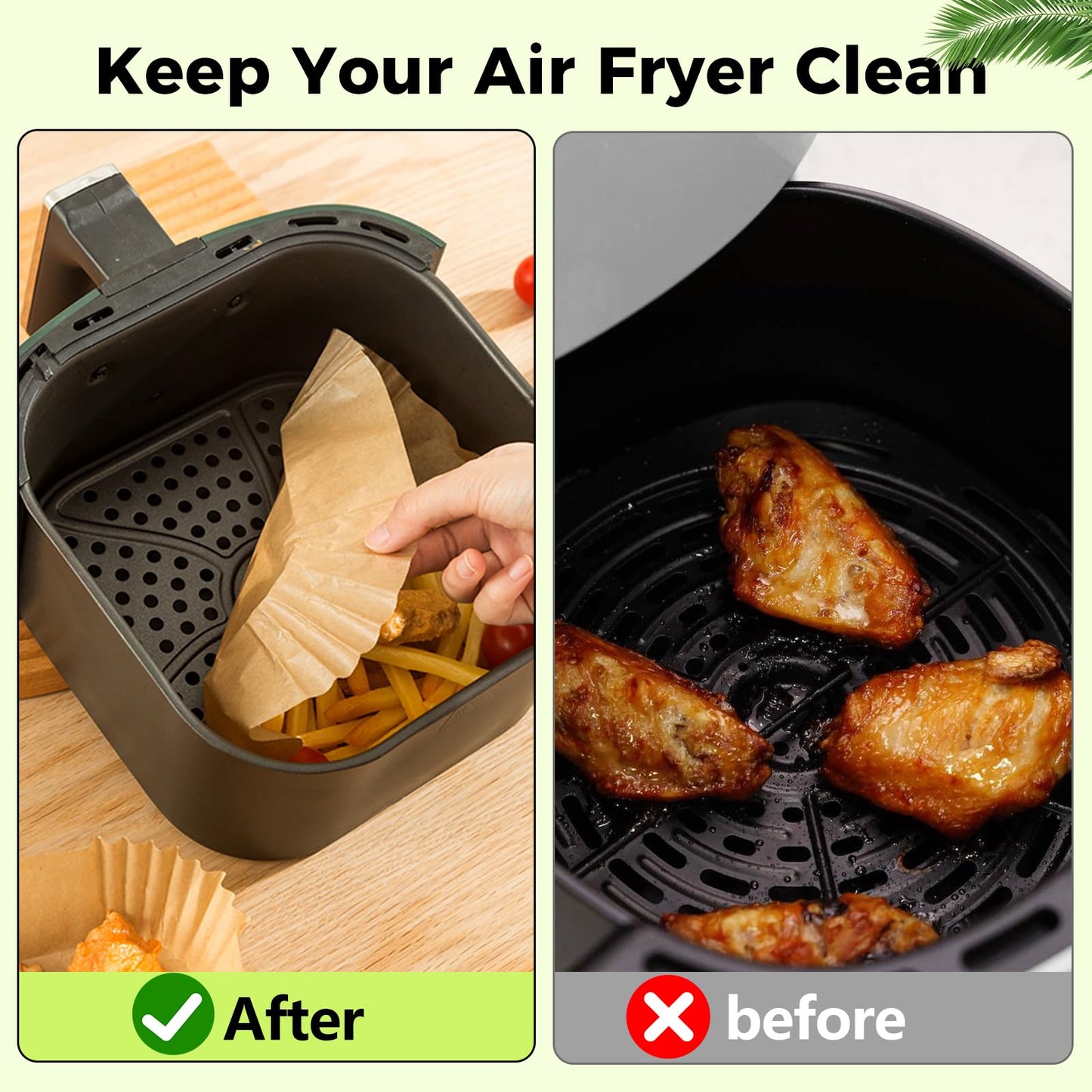 Air Fryer Disposable Paper Liners - 150Pcs 8In Square Parchment Paper Non-Stick Airfryer Basket Liners for Steamer Microwave Oven, Deep Fryer Parts & Accessories